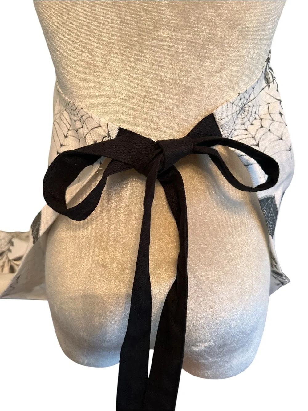 Halloween Spooky Botanical & Bat Apron Cream Black Goth Fall Cooking